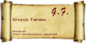 Gruics Ferenc névjegykártya